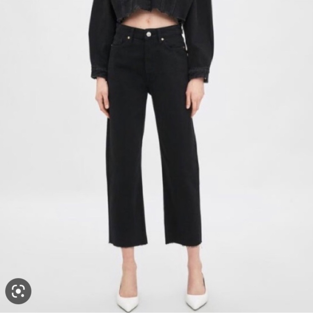 Zara ‘The HW Ankle Straight’ Black Denim High Rise Jeans US 10